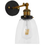 GloboStar® LYDIA 01071 Vintage Φωτιστικό Τοίχου Απλίκα Μονόφωτο Χρυσό Μεταλλικό με Γυάλινη Καμπάνα Φ14 x Μ25.5 x Π14.5 x Υ29.5cm - Image 3