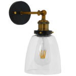 GloboStar® LYDIA 01071 Vintage Φωτιστικό Τοίχου Απλίκα Μονόφωτο Χρυσό Μεταλλικό με Γυάλινη Καμπάνα Φ14 x Μ25.5 x Π14.5 x Υ29.5cm - Image 4