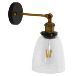 GloboStar® LYDIA 01071 Vintage Φωτιστικό Τοίχου Απλίκα Μονόφωτο Χρυσό Μεταλλικό με Γυάλινη Καμπάνα Φ14 x Μ25.5 x Π14.5 x Υ29.5cm - Image 5