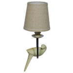 GloboStar® DOVE 01084 Vintage Φωτιστικό Τοίχου Απλίκα Μονόφωτο Μαύρο Μεταλλικό με Υφασμάτινο Μπεζ Καπέλο Φ16 x Μ35 x Π16 x Υ45cm - Image 2