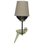 GloboStar® DOVE 01084 Vintage Φωτιστικό Τοίχου Απλίκα Μονόφωτο Μαύρο Μεταλλικό με Υφασμάτινο Μπεζ Καπέλο Φ16 x Μ35 x Π16 x Υ45cm - Image 3