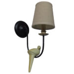 GloboStar® DOVE 01084 Vintage Φωτιστικό Τοίχου Απλίκα Μονόφωτο Μαύρο Μεταλλικό με Υφασμάτινο Μπεζ Καπέλο Φ16 x Μ35 x Π16 x Υ45cm - Image 4