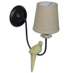 GloboStar® DOVE 01084 Vintage Φωτιστικό Τοίχου Απλίκα Μονόφωτο Μαύρο Μεταλλικό με Υφασμάτινο Μπεζ Καπέλο Φ16 x Μ35 x Π16 x Υ45cm - Image 5