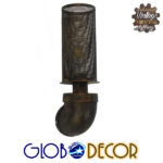 GloboStar® RAZA 01105 Vintage Industrial Φωτιστικό Τοίχου Απλίκα Μονόφωτο Καφέ Σκουριά Μεταλλικό Πλέγμα Φ10 x Μ13 x Π10 x Υ39cm
