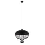 GloboStar® SOBRINO 01108 Vintage Κρεμαστό Φωτιστικό Πλέγμα Μονόφωτο 1 x E27 IP20 Μαύρο Μέταλλο - Μ46 x Π46 x Υ50cm - Image 2