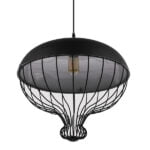 GloboStar® SOBRINO 01108 Vintage Κρεμαστό Φωτιστικό Πλέγμα Μονόφωτο 1 x E27 IP20 Μαύρο Μέταλλο - Μ46 x Π46 x Υ50cm - Image 4
