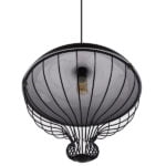 GloboStar® SOBRINO 01108 Vintage Κρεμαστό Φωτιστικό Πλέγμα Μονόφωτο 1 x E27 IP20 Μαύρο Μέταλλο - Μ46 x Π46 x Υ50cm - Image 5