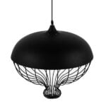GloboStar® SOBRINO 01108 Vintage Κρεμαστό Φωτιστικό Πλέγμα Μονόφωτο 1 x E27 IP20 Μαύρο Μέταλλο - Μ46 x Π46 x Υ50cm - Image 6