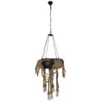 GloboStar® MARBELLA 01116 Vintage Industrial Κρεμαστό Φωτιστικό Οροφής Πολύφωτο 8 x E27 Μαύρο με Μπεζ Σχοινι Φ60 x Y60cm - Image 2