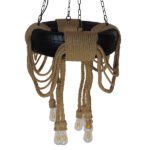 GloboStar® MARBELLA 01116 Vintage Industrial Κρεμαστό Φωτιστικό Οροφής Πολύφωτο 8 x E27 Μαύρο με Μπεζ Σχοινι Φ60 x Y60cm - Image 3