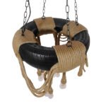 GloboStar® MARBELLA 01116 Vintage Industrial Κρεμαστό Φωτιστικό Οροφής Πολύφωτο 8 x E27 Μαύρο με Μπεζ Σχοινι Φ60 x Y60cm - Image 4