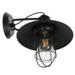GloboStar® CELL 01118 Vintage Industrial Φωτιστικό Τοίχου Απλίκα Μονόφωτο Μαύρο Μεταλλικό Πλέγμα με Καμπάνα Φ27 x Μ33 x Π27 x Υ33cm - Image 3