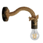 GloboStar® SADON 01126 Vintage Φωτιστικό Τοίχου Απλίκα Μονόφωτο Μπρούτζινο Σκουριά Μεταλλικό με Μπεζ Σχοινί Μ22 x Π10 x Υ15cm - Image 2