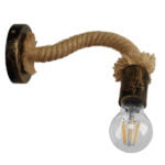 GloboStar® SADON 01126 Vintage Φωτιστικό Τοίχου Απλίκα Μονόφωτο Μπρούτζινο Σκουριά Μεταλλικό με Μπεζ Σχοινί Μ22 x Π10 x Υ15cm - Image 3