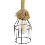 GloboStar® LAICO 01129 Vintage Κρεμαστό Φωτιστικό Πλέγμα Μονόφωτο 1 x E27 IP20 Μπρούτζινο Μέταλλο με Μπεζ Σχοινί - Μ12 x Π12 x Υ100cm - Image 5