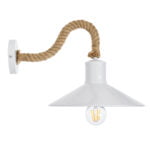 GloboStar® VINSA 01130 Vintage Φωτιστικό Τοίχου Απλίκα Μονόφωτο 1 x E27 Λευκό Μεταλλικό Καμπάνα με Μπεζ Σχοινί Μ37.5 x Π26.7 x Υ25cm - Image 4