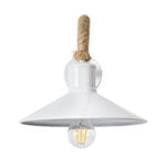 GloboStar® VINSA 01130 Vintage Φωτιστικό Τοίχου Απλίκα Μονόφωτο 1 x E27 Λευκό Μεταλλικό Καμπάνα με Μπεζ Σχοινί Μ37.5 x Π26.7 x Υ25cm - Image 5