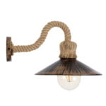 GloboStar® BRASSO 01132 Vintage Φωτιστικό Τοίχου Απλίκα Μονόφωτο 1 x E27 Καφέ Σκουριά Μεταλλικό Καμπάνα με Μπεζ Σχοινί Μ38 x Π26.7 x Υ22cm - Image 4