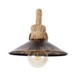 GloboStar® BRASSO 01132 Vintage Φωτιστικό Τοίχου Απλίκα Μονόφωτο 1 x E27 Καφέ Σκουριά Μεταλλικό Καμπάνα με Μπεζ Σχοινί Μ38 x Π26.7 x Υ22cm - Image 5