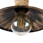 GloboStar® BRASSO 01132 Vintage Φωτιστικό Τοίχου Απλίκα Μονόφωτο 1 x E27 Καφέ Σκουριά Μεταλλικό Καμπάνα με Μπεζ Σχοινί Μ38 x Π26.7 x Υ22cm - Image 6