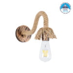 GloboStar® FLEDI 01134 Vintage Φωτιστικό Τοίχου Απλίκα Μονόφωτο Μπρούτζινο Σκουριά Μεταλλικό με Μπεζ Σχοινί Μ10 x Π25 x Υ15cm