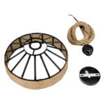 GloboStar® POLI 01146 Vintage Κρεμαστό Φωτιστικό Οροφής Μονόφωτο 1 x E27 Μαύρο Μεταλλικό με Μπεζ Σχοινί Φ31 x Y14cm - Image 12