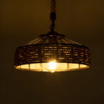 GloboStar® POLI 01146 Vintage Κρεμαστό Φωτιστικό Οροφής Μονόφωτο 1 x E27 Μαύρο Μεταλλικό με Μπεζ Σχοινί Φ31 x Y14cm - Image 3
