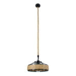 GloboStar® POLI 01146 Vintage Κρεμαστό Φωτιστικό Οροφής Μονόφωτο 1 x E27 Μαύρο Μεταλλικό με Μπεζ Σχοινί Φ31 x Y14cm - Image 4