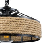 GloboStar® POLI 01146 Vintage Κρεμαστό Φωτιστικό Οροφής Μονόφωτο 1 x E27 Μαύρο Μεταλλικό με Μπεζ Σχοινί Φ31 x Y14cm - Image 8