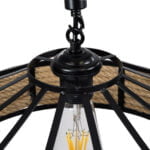 GloboStar® POLI 01146 Vintage Κρεμαστό Φωτιστικό Οροφής Μονόφωτο 1 x E27 Μαύρο Μεταλλικό με Μπεζ Σχοινί Φ31 x Y14cm - Image 10
