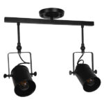 GloboStar® HOLLYWOOD 01154 Vintage Φωτιστικό Οροφής Δίφωτο Μαύρο Μεταλλικό Ράγα Μ44 x Π13 x Υ36cm - Image 2