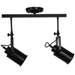 GloboStar® HOLLYWOOD 01154 Vintage Φωτιστικό Οροφής Δίφωτο Μαύρο Μεταλλικό Ράγα Μ44 x Π13 x Υ36cm - Image 3
