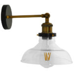 GloboStar® LIVID 01159 Vintage Φωτιστικό Τοίχου Απλίκα Μονόφωτο Μπρούτζινο Μεταλλικό με Γυάλινη Καμπάνα Φ20 x Μ20 x Π15 x Υ25cm - Image 3