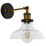 GloboStar® LIVID 01159 Vintage Φωτιστικό Τοίχου Απλίκα Μονόφωτο Μπρούτζινο Μεταλλικό με Γυάλινη Καμπάνα Φ20 x Μ20 x Π15 x Υ25cm - Image 4