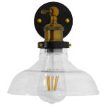 GloboStar® LIVID 01159 Vintage Φωτιστικό Τοίχου Απλίκα Μονόφωτο Μπρούτζινο Μεταλλικό με Γυάλινη Καμπάνα Φ20 x Μ20 x Π15 x Υ25cm - Image 2