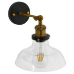 GloboStar® LIVID 01159 Vintage Φωτιστικό Τοίχου Απλίκα Μονόφωτο Μπρούτζινο Μεταλλικό με Γυάλινη Καμπάνα Φ20 x Μ20 x Π15 x Υ25cm - Image 5