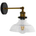 GloboStar® LIVID 01159 Vintage Φωτιστικό Τοίχου Απλίκα Μονόφωτο Μπρούτζινο Μεταλλικό με Γυάλινη Καμπάνα Φ20 x Μ20 x Π15 x Υ25cm - Image 6