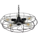 GloboStar® HELIX 01164 Vintage Industrial Κρεμαστό Φωτιστικό Οροφής Πολύφωτο Μαύρο Μεταλλικό Πλέγμα Φ46 x Y13cm - Image 5