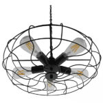 GloboStar® HELIX 01164 Vintage Industrial Κρεμαστό Φωτιστικό Οροφής Πολύφωτο Μαύρο Μεταλλικό Πλέγμα Φ46 x Y13cm - Image 4