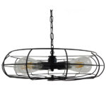 GloboStar® HELIX 01164 Vintage Industrial Κρεμαστό Φωτιστικό Οροφής Πολύφωτο Μαύρο Μεταλλικό Πλέγμα Φ46 x Y13cm - Image 3