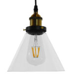 GloboStar® CONE 01169 Vintage Κρεμαστό Φωτιστικό Οροφής Μονόφωτο 1 x E27 Γυάλινο Καμπάνα Φ18 x Y20cm - Image 3