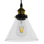 GloboStar® CONE 01169 Vintage Κρεμαστό Φωτιστικό Οροφής Μονόφωτο 1 x E27 Γυάλινο Καμπάνα Φ18 x Y20cm - Image 5