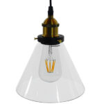 GloboStar® CONE 01169 Vintage Κρεμαστό Φωτιστικό Οροφής Μονόφωτο 1 x E27 Γυάλινο Καμπάνα Φ18 x Y20cm - Image 4