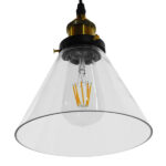 GloboStar® CONE 01169 Vintage Κρεμαστό Φωτιστικό Οροφής Μονόφωτο 1 x E27 Γυάλινο Καμπάνα Φ18 x Y20cm - Image 6