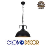 GloboStar® LARKIN 01175 Vintage Κρεμαστό Φωτιστικό Οροφής Μονόφωτο 1 x E27 Μαύρο Μεταλλικό Καμπάνα Φ31 x Y30cm - Image 2