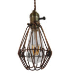 GloboStar® FLOWER IRON RUST 01180 Vintage Industrial Κρεμαστό Φωτιστικό Οροφής Μονόφωτο Καφέ Σκουριά Μεταλλικό Πλέγμα Φ10 x Y20cm - Image 3