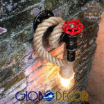 GloboStar® TROUVER 01183 Vintage Industrial Φωτιστικό Τοίχου Απλίκα Μονόφωτο Μπρούτζινο Σκουριά Μεταλλικό με Μπεζ Σχοινί Μ14.5 x Π3.3 x Υ16cm - Image 11