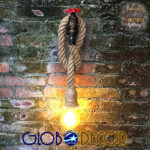 GloboStar® TROUVER 01183 Vintage Industrial Φωτιστικό Τοίχου Απλίκα Μονόφωτο Μπρούτζινο Σκουριά Μεταλλικό με Μπεζ Σχοινί Μ14.5 x Π3.3 x Υ16cm - Image 12