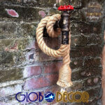 GloboStar® TROUVER 01183 Vintage Industrial Φωτιστικό Τοίχου Απλίκα Μονόφωτο Μπρούτζινο Σκουριά Μεταλλικό με Μπεζ Σχοινί Μ14.5 x Π3.3 x Υ16cm - Image 13