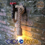 GloboStar® TROUVER 01183 Vintage Industrial Φωτιστικό Τοίχου Απλίκα Μονόφωτο Μπρούτζινο Σκουριά Μεταλλικό με Μπεζ Σχοινί Μ14.5 x Π3.3 x Υ16cm - Image 14